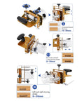 Boss Level Stainless Steel Router Mortising Jig And Slotting Locator shown with adjustable handles and settings for woodworking tasks.