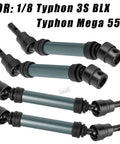 Heavy Duty Beefed Up Alloy RC Drive Shaft Upgrade Kit For One Eighth Typhon 3S BLX And Typhon Mega 550 Steel CVD Front And Rear Driveshafts Hardened Four Piece Titanium Upgrade Easy Install Boost Strength And Durability, 1/8 RC CVD shafts