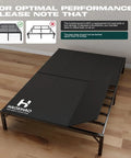 Heavy Duty Queen Bunkie Board Straight Up Solid Hollow Plastic Mattress Support Platform shown on bed frame with notes.