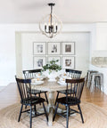 Farmhouse Orb Wood Chandelier 4 Light Pendant For Dining Room Living Room Rustic Hanging Light Fixture centered over table