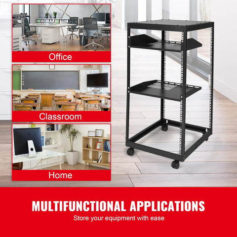 Heavy Duty 20U Server Cabinet With Smooth Rolling Casters And Adjustable Depth Rock Solid Network Equipment Rack For Wall Or Floor AV Gear Setups Built Like A Tank Carbon Steel