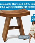 18-Inch Teak Shower Bench For Small Bathrooms And Outdoor Showers, space-saving design with foot rest and durable teak wood