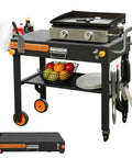 Folding Grill Table For 17 Inch And 22 Inch Griddles, Tailgate Ready Portable Grill Cart With Wheels, featuring 450 lb capacity