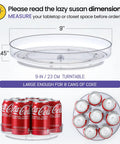 Four Pack 9 Inch Clear Acrylic Lazy Susans Non Skid Turntables Organizer with soda cans to show size in kitchen pantry.