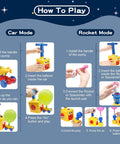 Balloon Launcher And Powered Car Set For Toddlers 3 To 5 Frog Theme STEM Toy showing how to play car and rocket modes