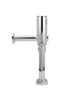 Rock Solid Automatic Exposed Sensor Piston Flush Valve For Water Closet With 1.6 GPF In Sleek Chrome Finish shown from side view.
