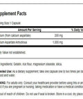 Supplement facts for Calcium Aspartate Supplement For Bone Health, Heart Support, And Muscle Power, 200 mg per capsule, 60 count
