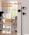 Room with Three 9W LED Bulbs Included Floor Lamp With 3 Adjustable Rotating Heads, Tall Standing Pole Lamp For Living Room