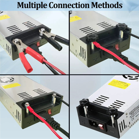 DC 12V 50A 600W Switching Power Supply Adapter From 110V AC To 12V DC Converter Heavy Duty Workhorse PSU connectors view