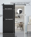 36-Inch By 84-Inch Sliding Barn Door With Modern Style, 6-Foot Hardware Kit Included, shown installed in living space