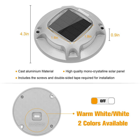 Diagram of 12 Pack Solar Deck Lights Dual Color White And Warm White For Driveway Dock And Pathway Outdoor IP67 Waterproof LED Step Lights No Wiring Easy Install