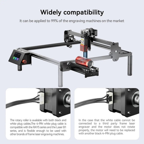 Pro Laser Rotary Roller For Round Etching With Dope 360 Auto Spin And Hella Wide 6 To 300 Millimeter Dial showing wide compatibility with engraving machines.