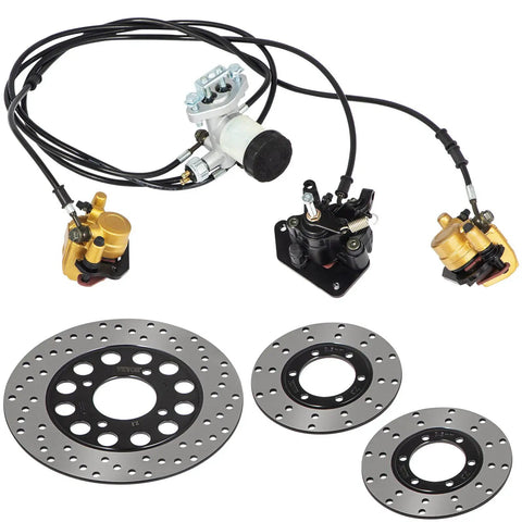 Go Kart Hydraulic Brake Master Cylinder Kit With Caliper Hose And Pad All In One Universal Brake System For 150cc Go Karts Durable Aluminum Master Cylinder DOT3 Fluid Ready For Easy Install
