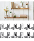 Gray Furniture Anti Tip Anchors 12 Pack for Wall Attachment on shelves with flowers and books, durable plastic and iron construction