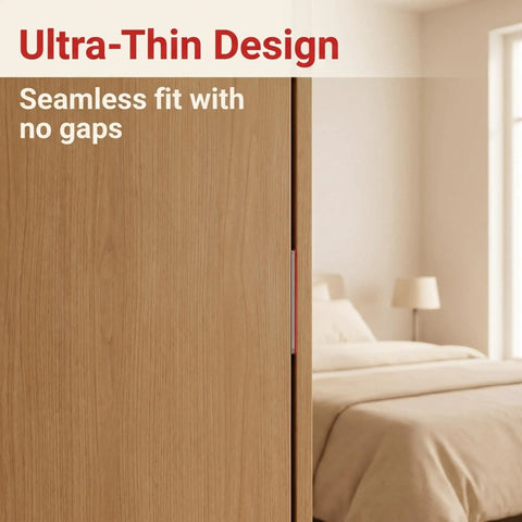 6 Pack No Drill Invisible Cabinet Catches With Rust Proof Stainless Steel Magnetic Latches in bedroom setting