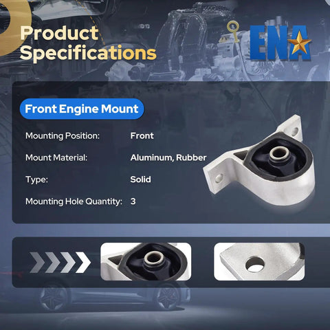 OEM Style Front Engine Motor Mount For Honda Civic And Acura El 1.7L Automatic aluminum and rubber specifications image.