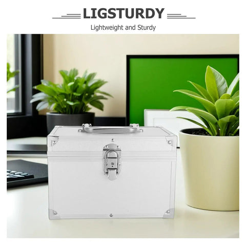 Heavy Duty Kickass Portable Aluminum Toolbox Featuring Reinforced Double Layer Storage And Secure Locks Designed Tough For Engineering Fieldwork And Jewelry Cases in an office setting.