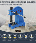 Heavy Duty 0.5 Ton Cast Iron Desktop Arbor Press For Riveting And Hole Punching displayed on a workbench with application icons