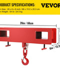 Red Forklift Lifting Hook 4400 LB Capacity Heavy Duty Hoist With Swivel Hook Two Large T Screws Forklift Lifting Attachment For Mobile Crane Use Durable Carbon Steel Powder Coated, 26 x 6 x 8 in