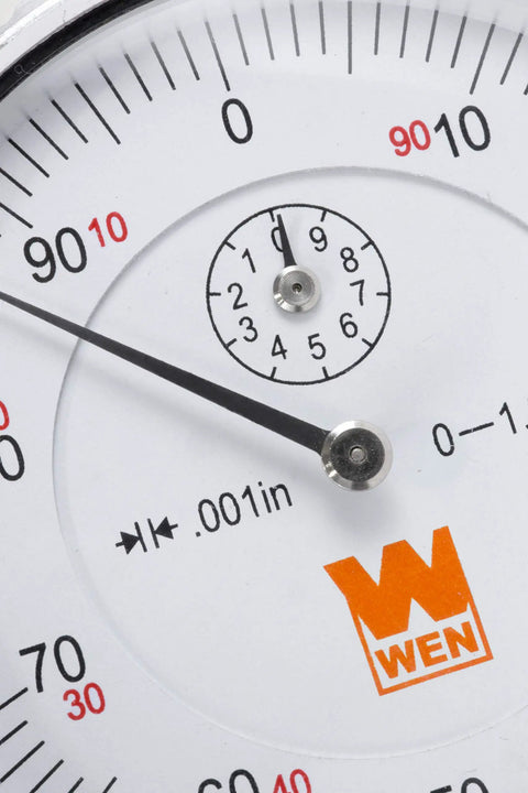 1 Inch Precision Dial Indicator With.001 Inch Resolution, Stainless Steel Rack And Contact Tip, close-up of dial face and needle