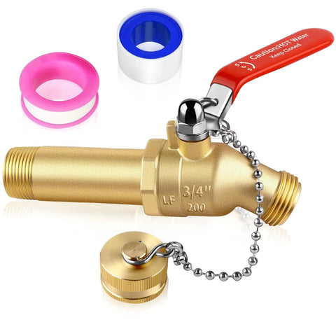 Heavy Duty Full Port Water Heater Drain Valve Three Quarter Inch NPT Inlet To Three Quarter Inch GHT Outlet Lead Free Brass