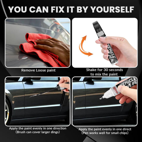 Steps for using Grey Car Touch Up Paint Pen For Scratches And Chips Automotive Scratch Repair Kit And Auto Scratch Remover