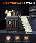 Portable Diesel Parking Heater 12V And 24V Dual Voltage 8Kw Heavy Duty Toolbox Design, showing intelligent controls and safety certifications.