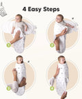 4-step process for wrapping a baby in Organic Baby Swaddles 3 Pack for Newborns and Infants 3 to 6 Months Nordic Style Cozy Ergonomic Hip Support