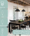 16-Inch 3-Light Modern Farmhouse Pendant Light with metal dome shade over dining table, golden brass and sandblasted black finish.