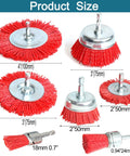 10 Pack Nylon Filament Abrasive Wire Brush Wheel And Cup Brush Set with One Quarter Inch Hex Shank in various sizes