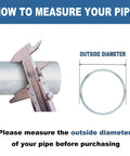 Instructions on measuring outside diameter of pipe with caliper for Heavy Duty Chain Link Fence Gate Hinge Kit installation.