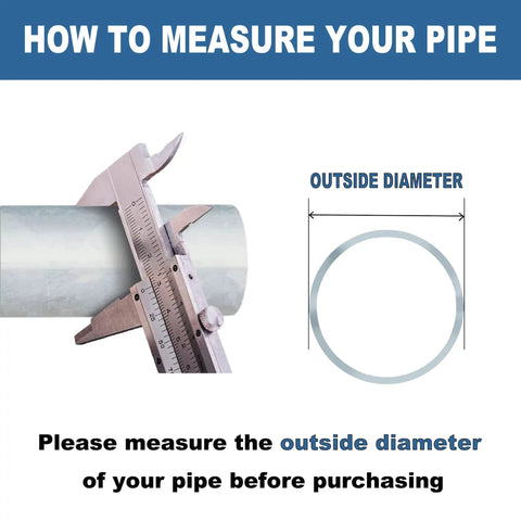 Instructions on measuring outside diameter of pipe with caliper for Heavy Duty Chain Link Fence Gate Hinge Kit installation.