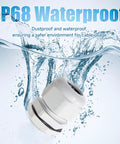 One-Stop Waterproof Cable Gland Kit, 50 Pcs shown with water background highlighting IP68 waterproof feature for electrical wiring protection.