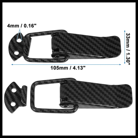 Universal Car Bumper Security Hook Lock Clips Quick Release Fasteners For Trunk Bumpers And Fenders With Carbon Fiber Pattern 105 By 33 mm