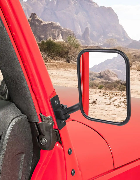 Doors Off Side View Mirror Kit For Wrangler TJ JK JKU 1997 2018 Easy Install No Vibration Or Wobble side mirror in red Jeep