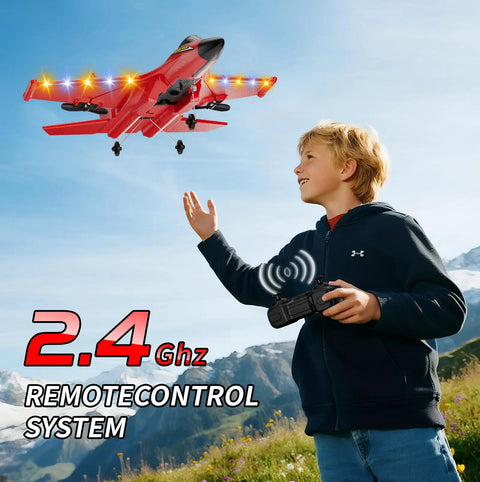 Child playing with Foam RC Plane For Kids And Adults Easy To Fly Remote Control Airplane With Auto Balance Gyro SU-27 fighter jet