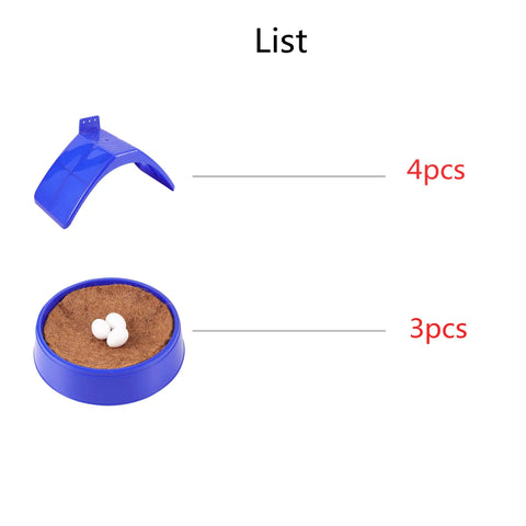 Bird Breeding Nest Kit With Egg Mats And Pigeon Stand Set shown with plastic stands, nest mat, and eggs.