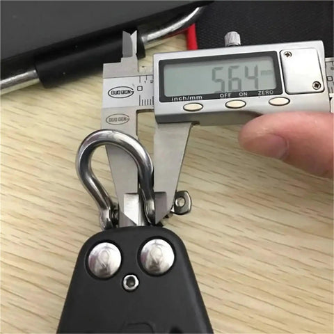 Port Side Sail Pulley Lifting Wheel For Sailboat Rope Rigging With U Groove Bearing being measured with caliper