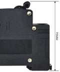 Side view of Beefy 30 Amp Circuit Breaker For DIN Rail Mount Solar Disconnect Switch 2 Pole 1000V with measurement