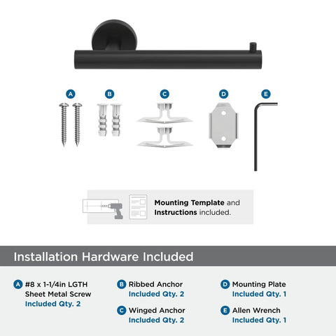 Matte Black Single Post Toilet Paper Holder Seven And A Quarter Inch Arrondi Bath Tissue Holder with installation hardware