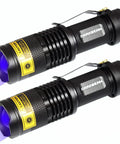 Two 365Nm UV Light Flashlight Two Pack Portable Blacklight Handheld Torch For Fluorescence Detection Resin Curing Pet Urine Verification