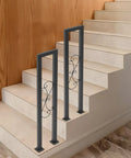 Two Pack U Shaped S Scroll Staircase Handrails Premium Carbon Steel Build Weather Resistant Coating Indoor Outdoor Step Railing on stairs.