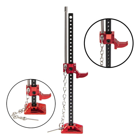 RC Metal Sliding Jack Tool For One Tenth Scale RC Crawlers, aluminum CNC machined with adjustable height and chain detail