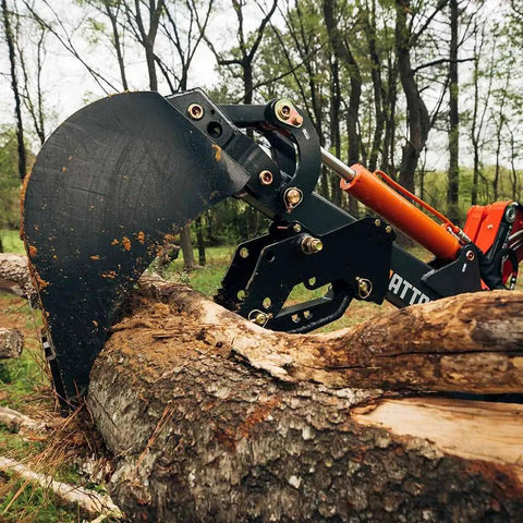 Mechanical Backhoe Thumb Attachment For Excavators Bolt On 5 Position Adjustable Thumb handling logs on job site