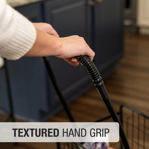Close-up of easy grip handle on Folding Shopping Cart With Wheels For Grocery And Laundry, Lightweight Yet Durable Trolley Holds Up To 90 Lbs