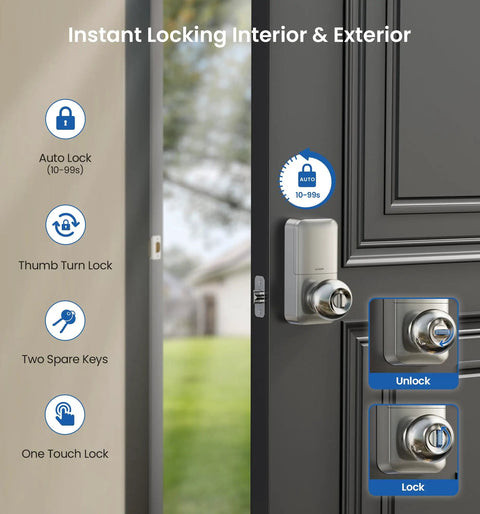 Keyless Entry Door Lock With Keypad And Handle, Hassle Free No Key Needed Digital Smart Knob For Front Door And Bedroom on door