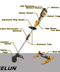 Cordless Weed Trimmer And Edger With 21V Power 13 Inch Cutting Swath Brushless Motor Dual Battery Pack 2x4Ah design diagram