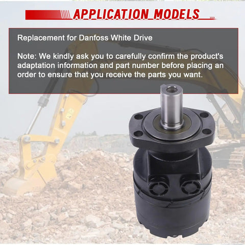 Drop-In Hydraulic Motor Assembly Replacement For White Drive Systems High Torque 660-4-0010-9 660400109 BMER-2-475-MS-G2-R-B BMER2475MSG2RB RE013948 RE013915 shown on excavator use