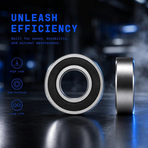 Close-up of 6200-2RS Deep Groove Ball Bearing 10X30X9mm featuring double rubber seals for machinery repair.