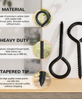 Beefy 5 Inch Screw In Eye Bolts 4 Pack For Hanging And Tie Downs Indoor Outdoor Use Corrosion Resistant Coated Steel Eye Screws For Hammock Stands TLAZZ, showing material, durability, and tapered tip.